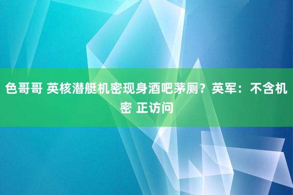 色哥哥 英核潜艇机密现身酒吧茅厕？英军：不含机密 正访问