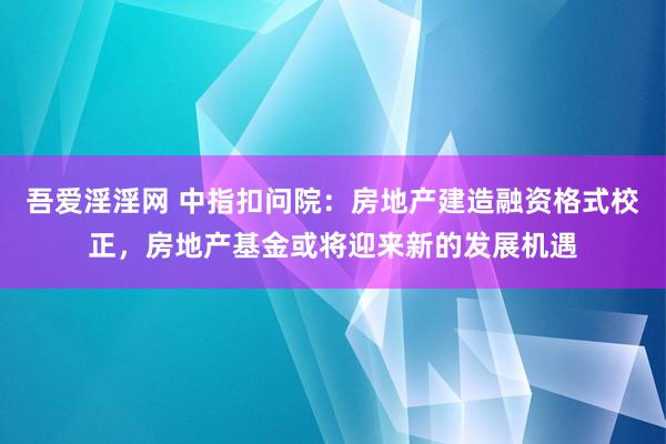 吾爱淫淫网 中指扣问院：房地产建造融资格式校正，房地产基金或将迎来新的发展机遇