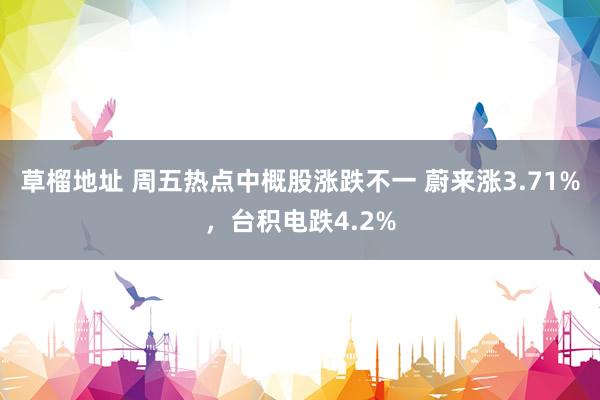 草榴地址 周五热点中概股涨跌不一 蔚来涨3.71%，台积电跌4.2%