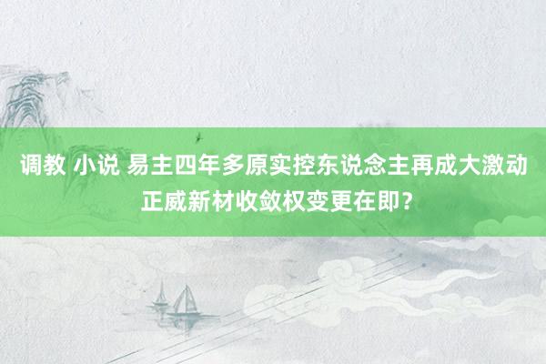 调教 小说 易主四年多原实控东说念主再成大激动 正威新材收敛权变更在即？