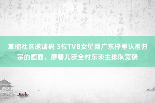 草榴社区邀请码 3位TVB女星回广东梓里认祖归宗的画面，廖碧儿获全村东谈主排队宽饶