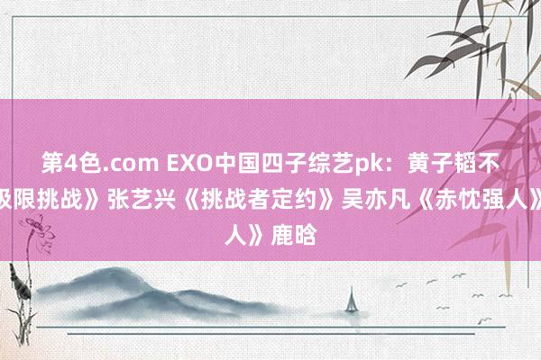 第4色.com EXO中国四子综艺pk：黄子韬不敌《极限挑战》张艺兴《挑战者定约》吴亦凡《赤忱强人》鹿晗