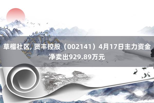 草榴社区, 贤丰控股（002141）4月17日主力资金净卖出929.89万元