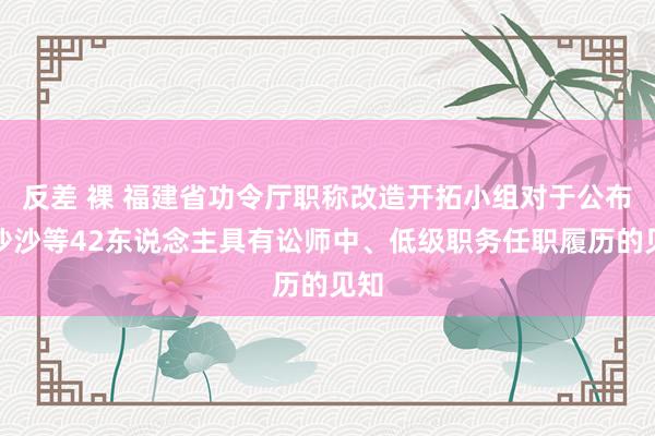 反差 裸 福建省功令厅职称改造开拓小组对于公布张沙沙等42东说念主具有讼师中、低级职务任职履历的见知